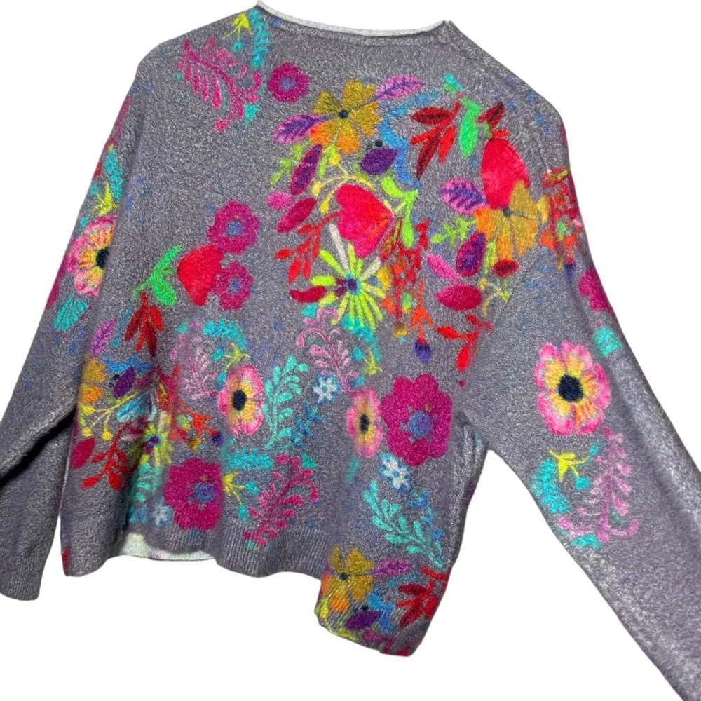 Natural Life Cashmere Like Mock Neck Sweater Charcoal Pink Poppy Size Medium - Picture 8 of 11